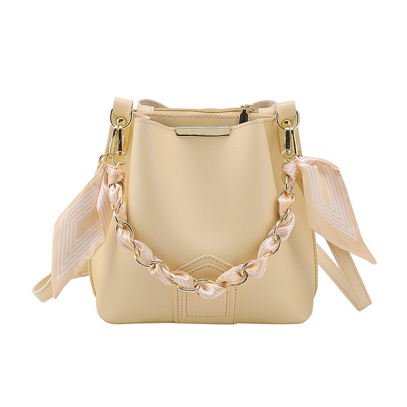 Leather Tote Top Handle Bag With Beading And Ruffles