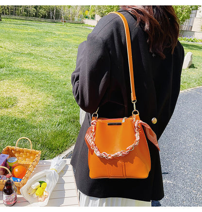 Leather Tote Top Handle Bag With Beading And Ruffles