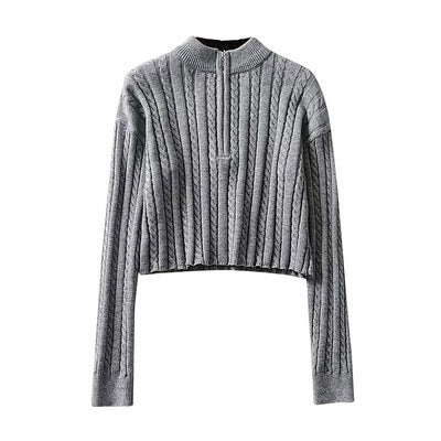 Womens Knitted Zipper Neck Sweaters