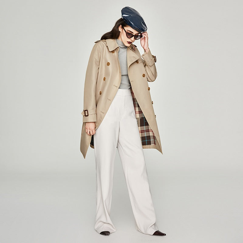 Timeless Elegance Long Double Breasted Trench
