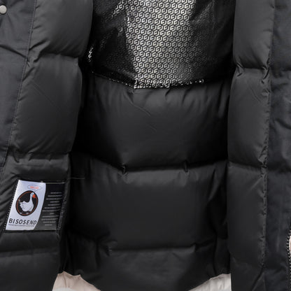 Women Geometric Design Collarless Oversized Parka