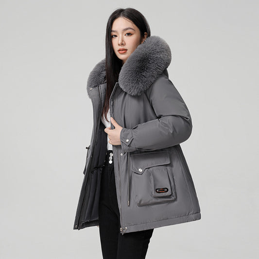 High Quality Cotton Padded Warm Hooded Parka Coat For Women