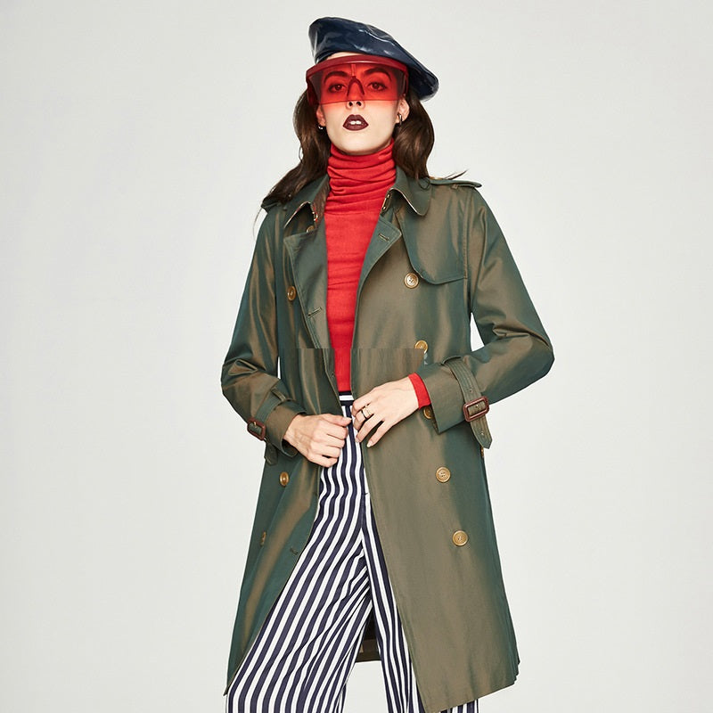 Timeless Elegance Long Double Breasted Trench