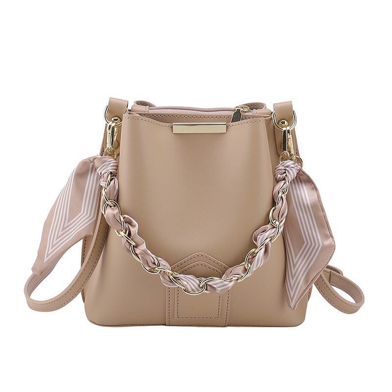 Leather Tote Top Handle Bag With Beading And Ruffles