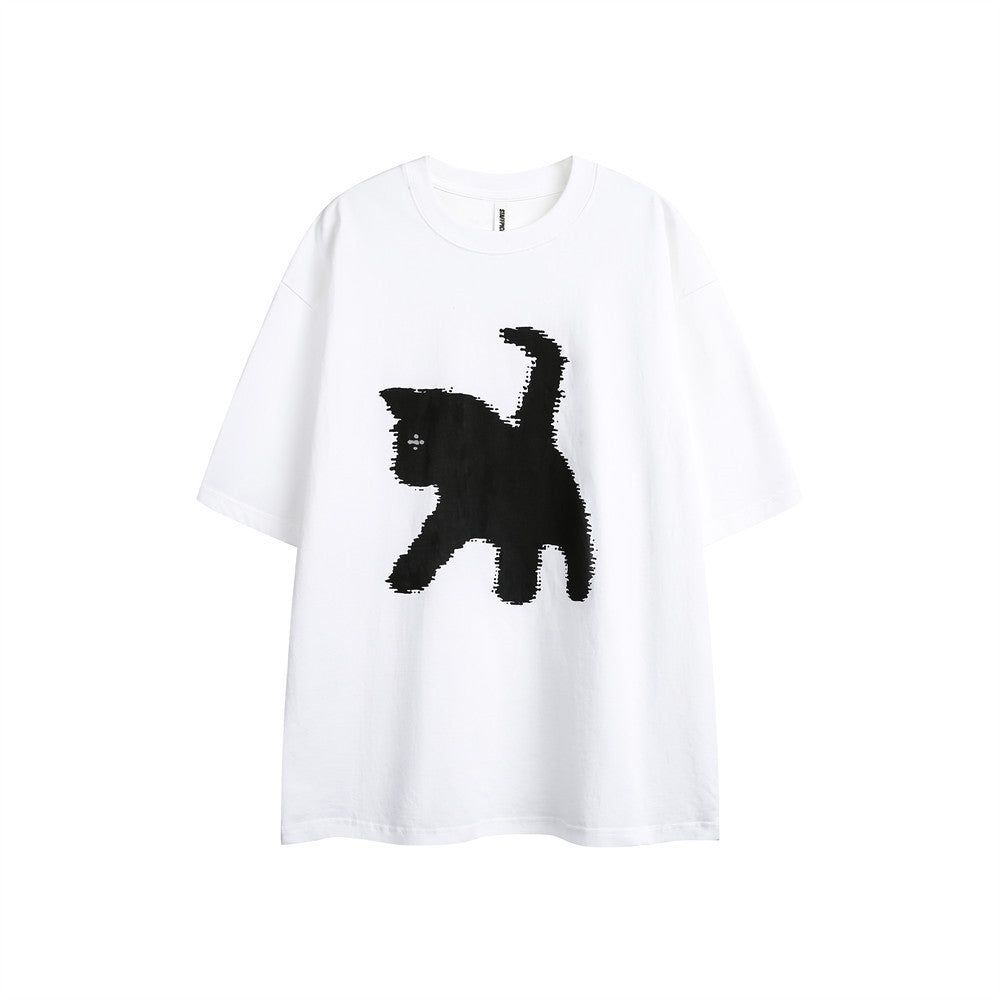 Womens Cartoon Funny Cat T-Shirt