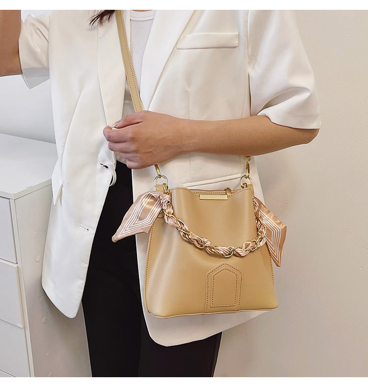 Leather Tote Top Handle Bag With Beading And Ruffles