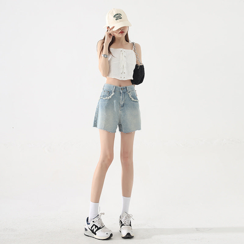 Womens Slim High Waist Denim Short