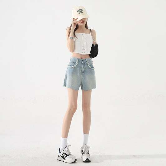Womens Slim High Waist Denim Short