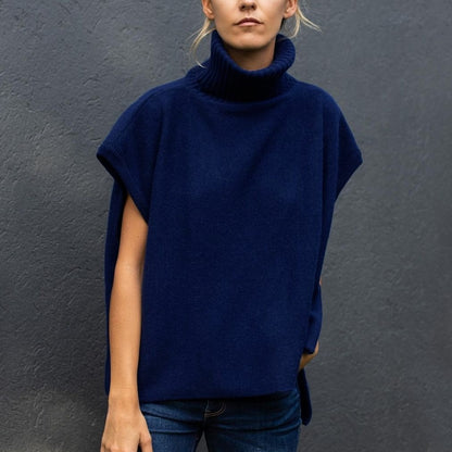 Women Knitted Turtleneck Sleeveless Sweaters