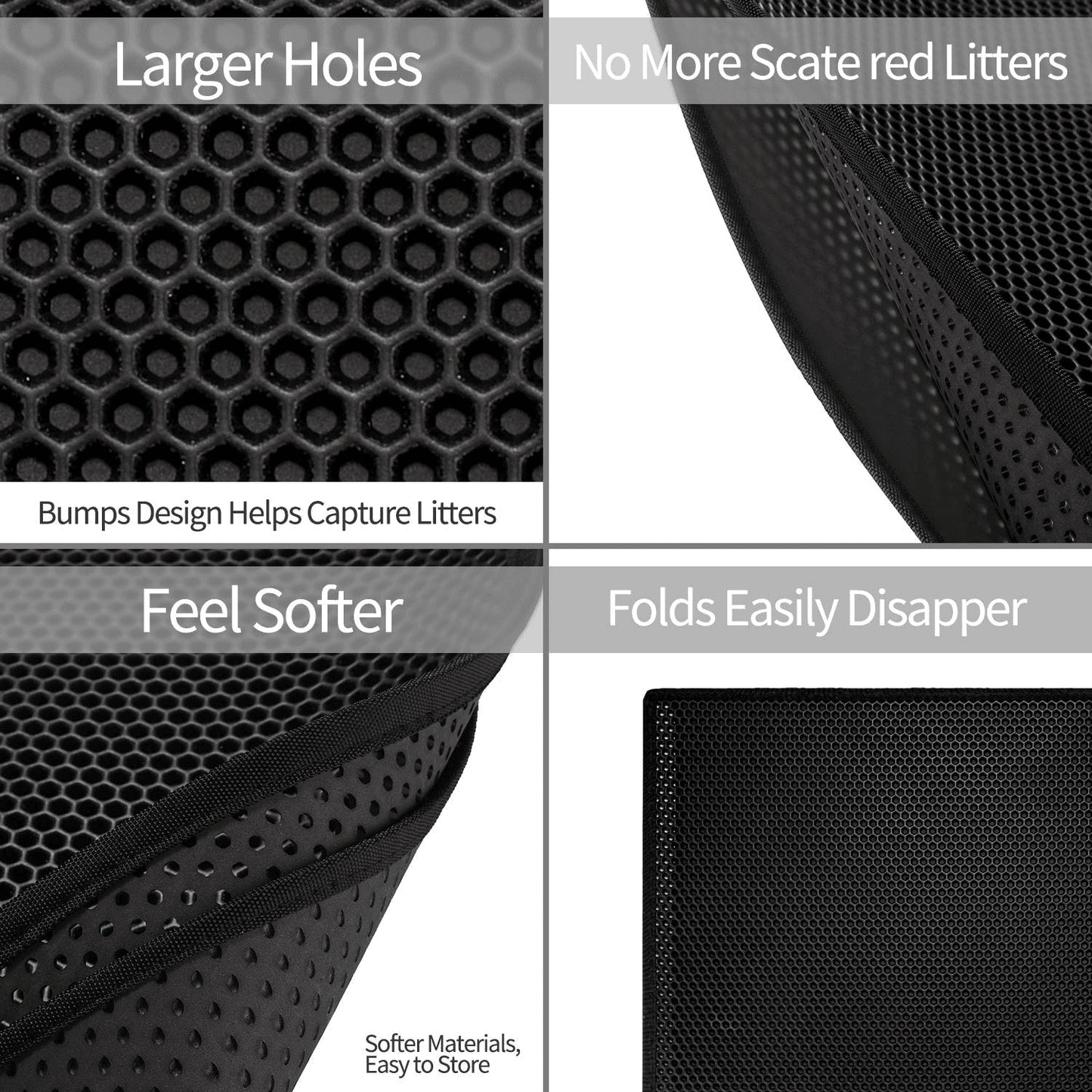 Cats Waterproof Black Double Layer Litter Mat