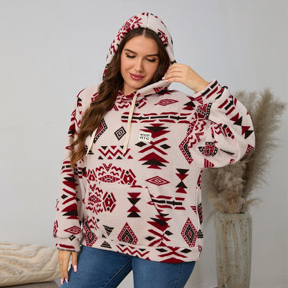 Womens Plus Size Black Embroidery Cat Hoodie