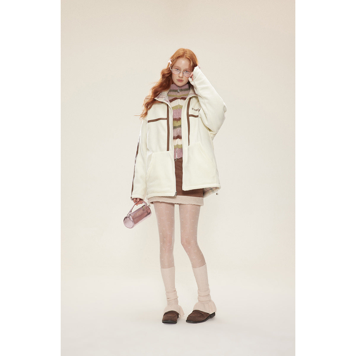 Winter Fashion Vintage Lamb Fleece Cotton Parkas Coat For Women