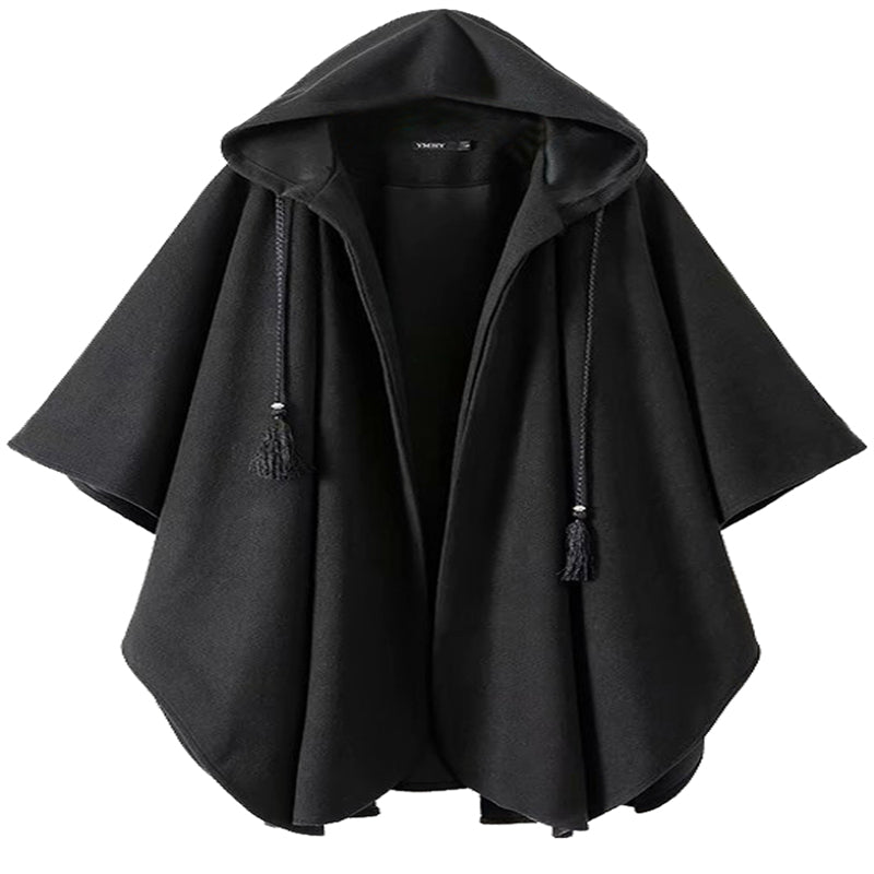 Womens Elegant Hooded Black Coat