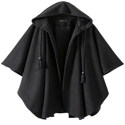 Womens Elegant Hooded Black Coat