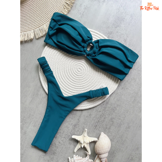 Sexy micro push-up bikini set featuring a Brazilian thong cut and wire-free support, designed for confident summer beachwear.