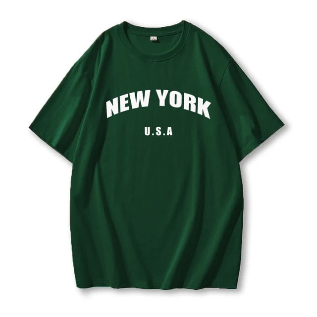 Retro NYC Letter Print T-Shirt