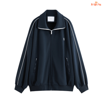 College Style Sweater Suit – Jacket & Pleated Skirt in preppy knit design with long sleeves, solid pattern, and mini A-line skirt for all seasons.