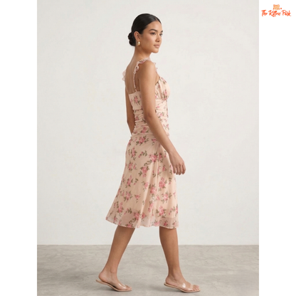 Floral Strappy Slim Fit Dress – Elegant Summer Dress