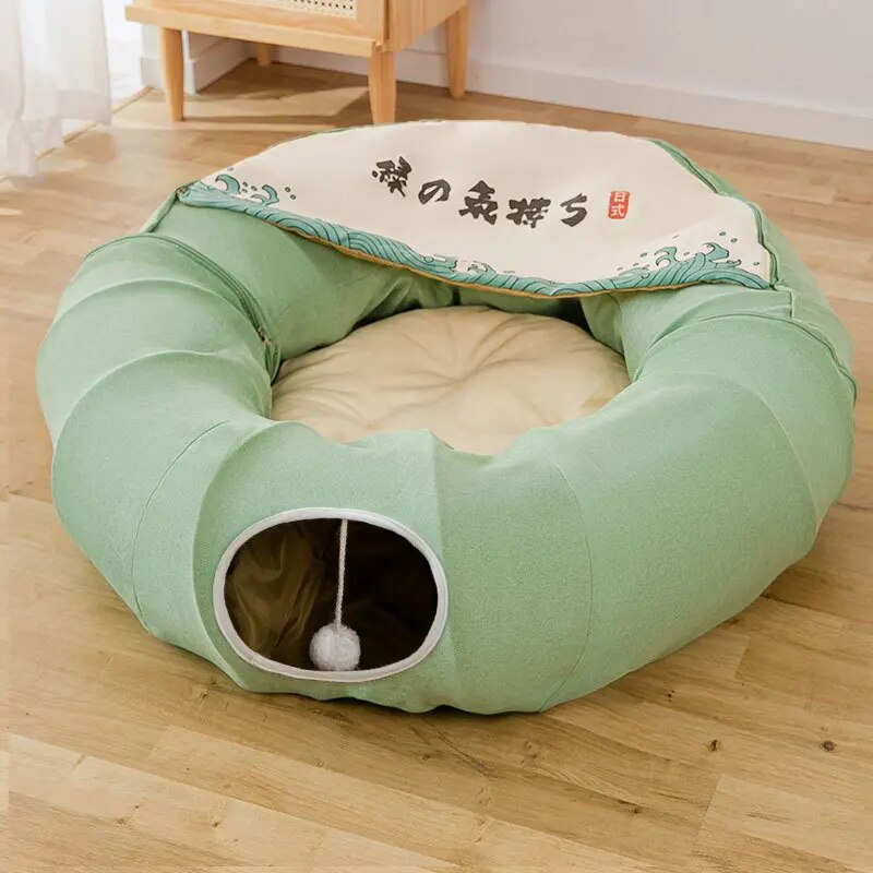 Play Time Double Use Foldable Collapsible Cat Tunnel House