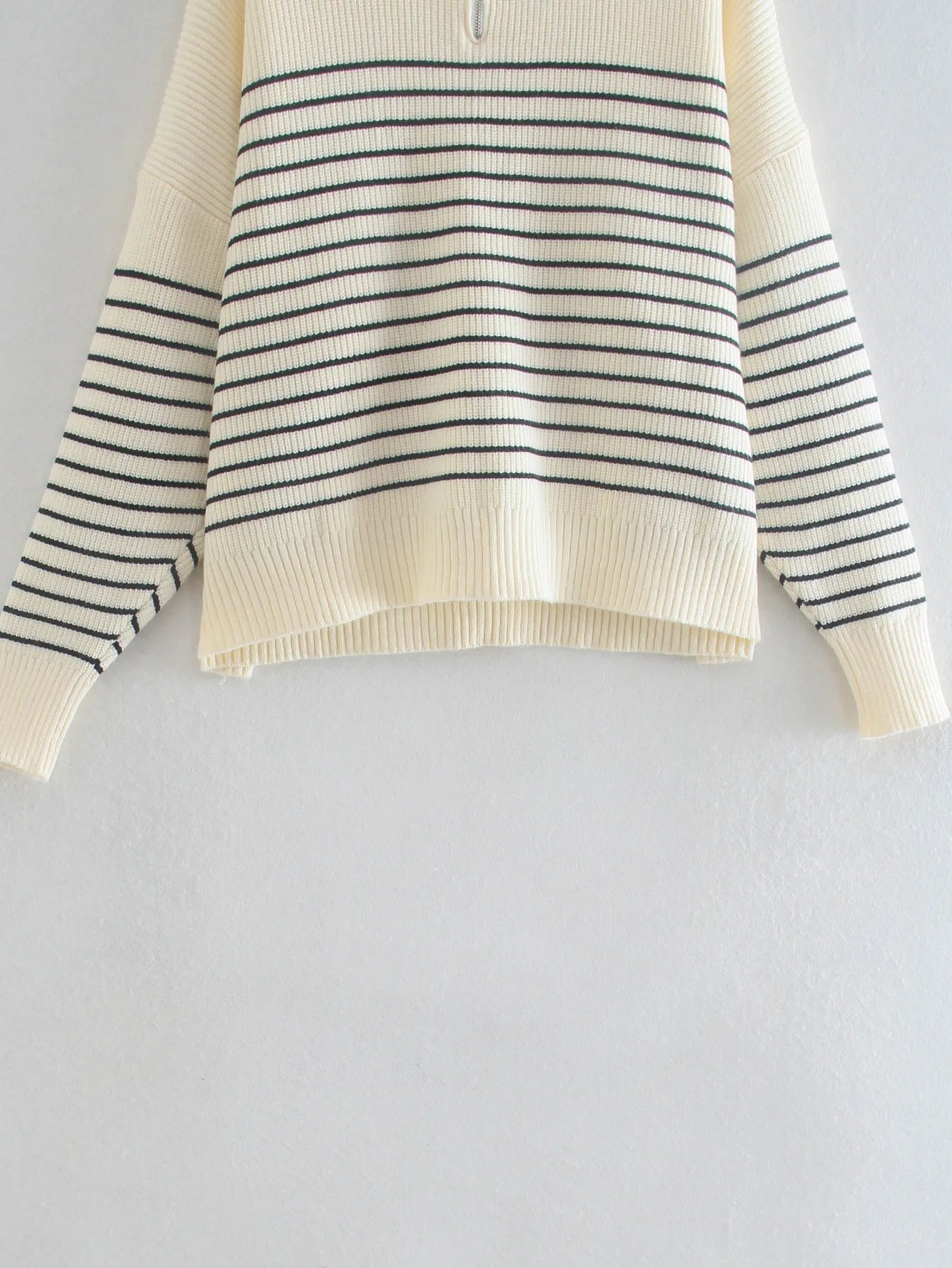 Retro Stripe Zipper Sweater