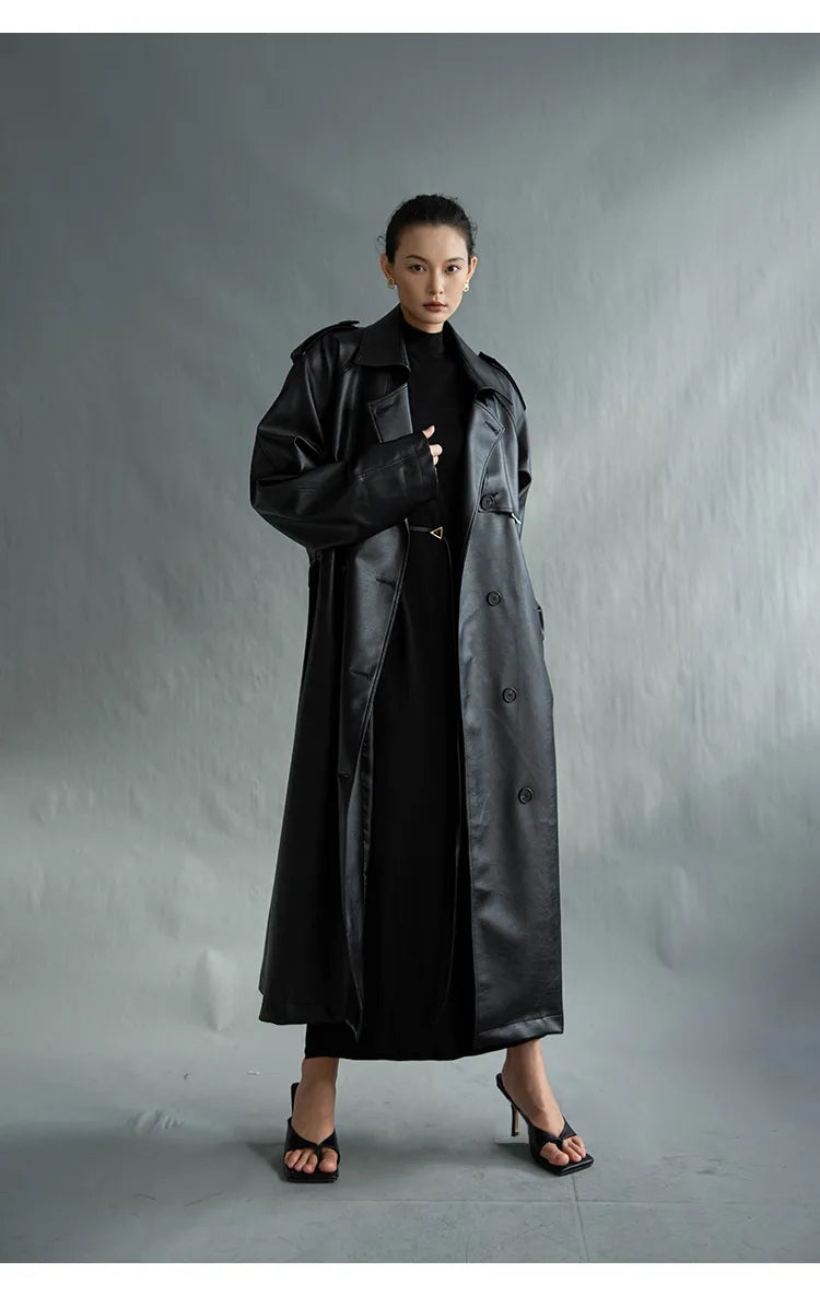 City Chic Black Leather Trench