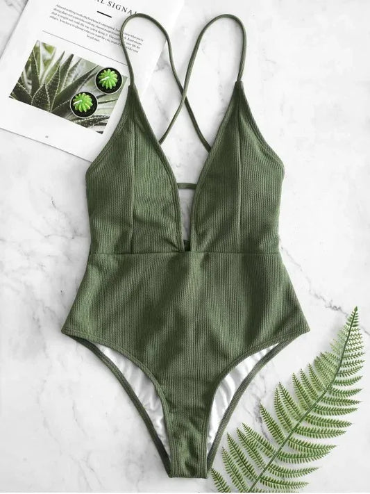 Emerald Elegance High Cut Swimsuit
