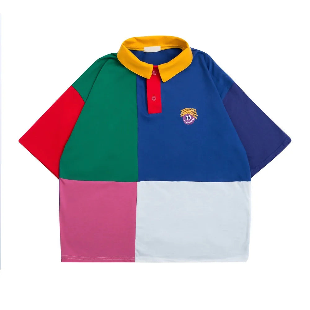 Cartoon Color Block Polo Shirt