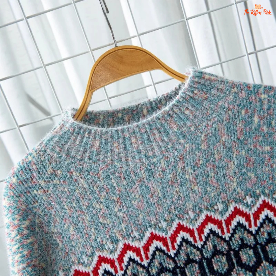 Gray half turtleneck pullover sweater for women, loose fit with heavyweight knit and elegant office lady style.