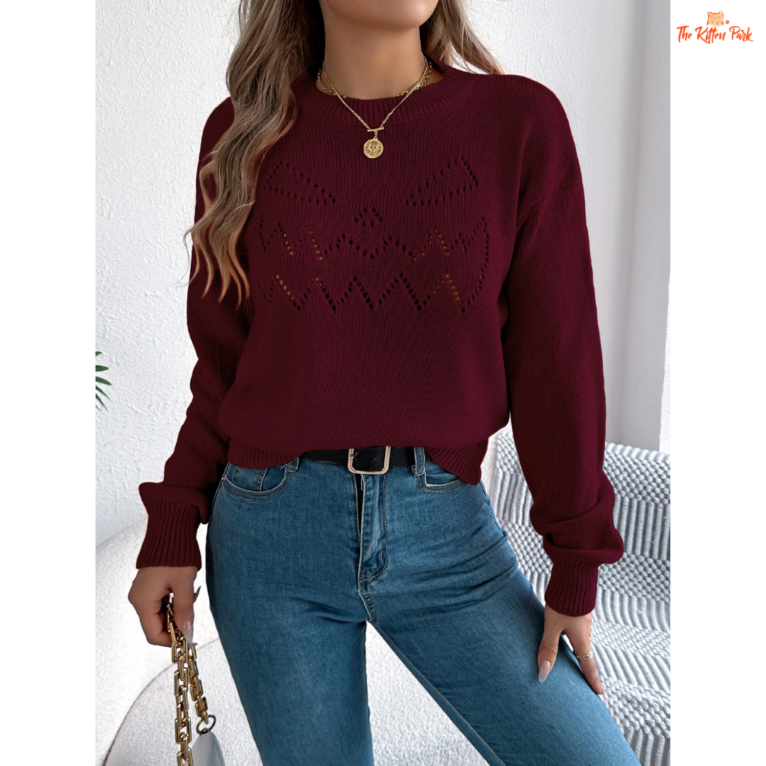 Halloween Pumpkin Sweater – Women's Autumn Winter 2025 with knit design, O-neck, hollow-out detail, and cozy festive pumpkin vibe.