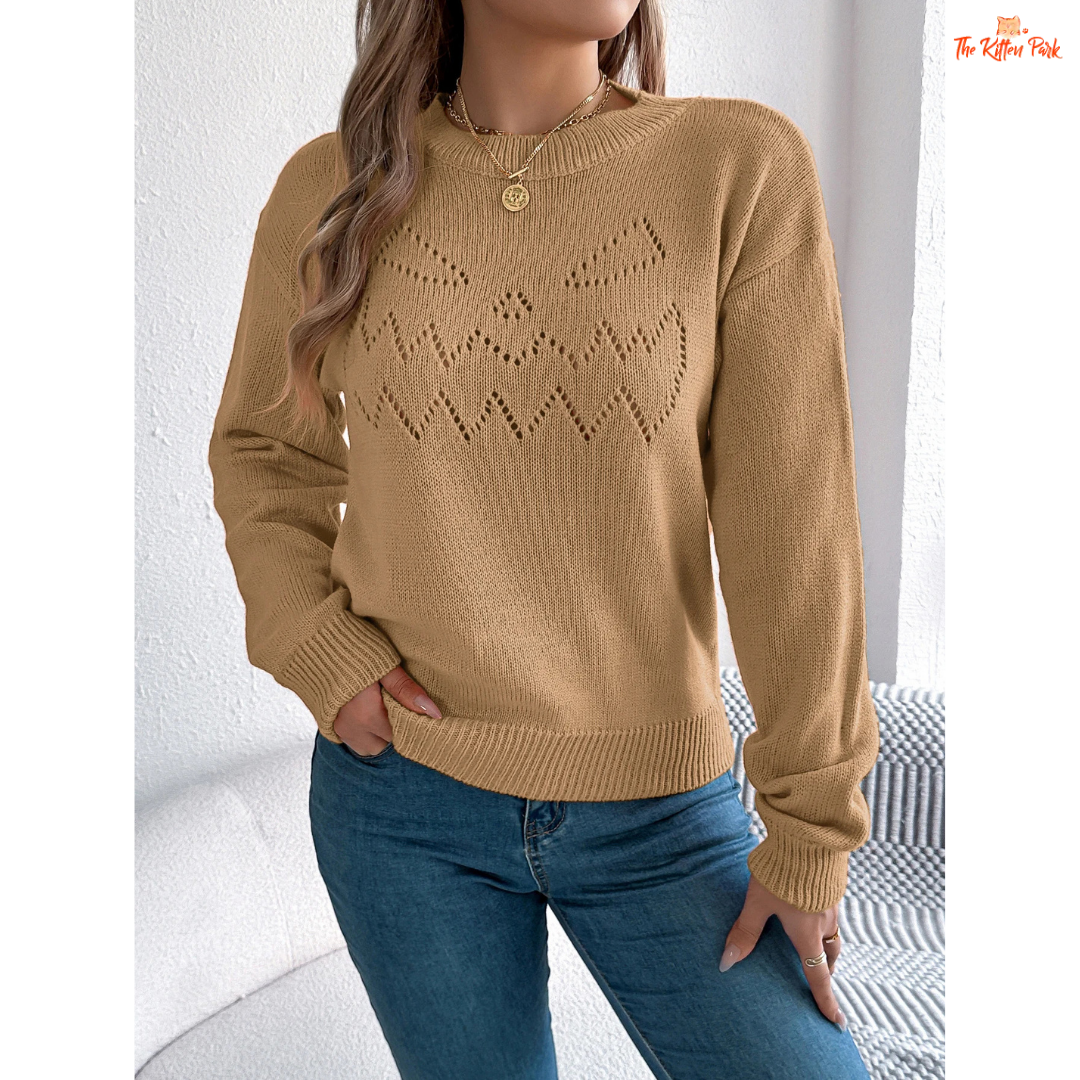 Halloween Pumpkin Sweater – Women's Autumn Winter 2025 with knit design, O-neck, hollow-out detail, and cozy festive pumpkin vibe.
