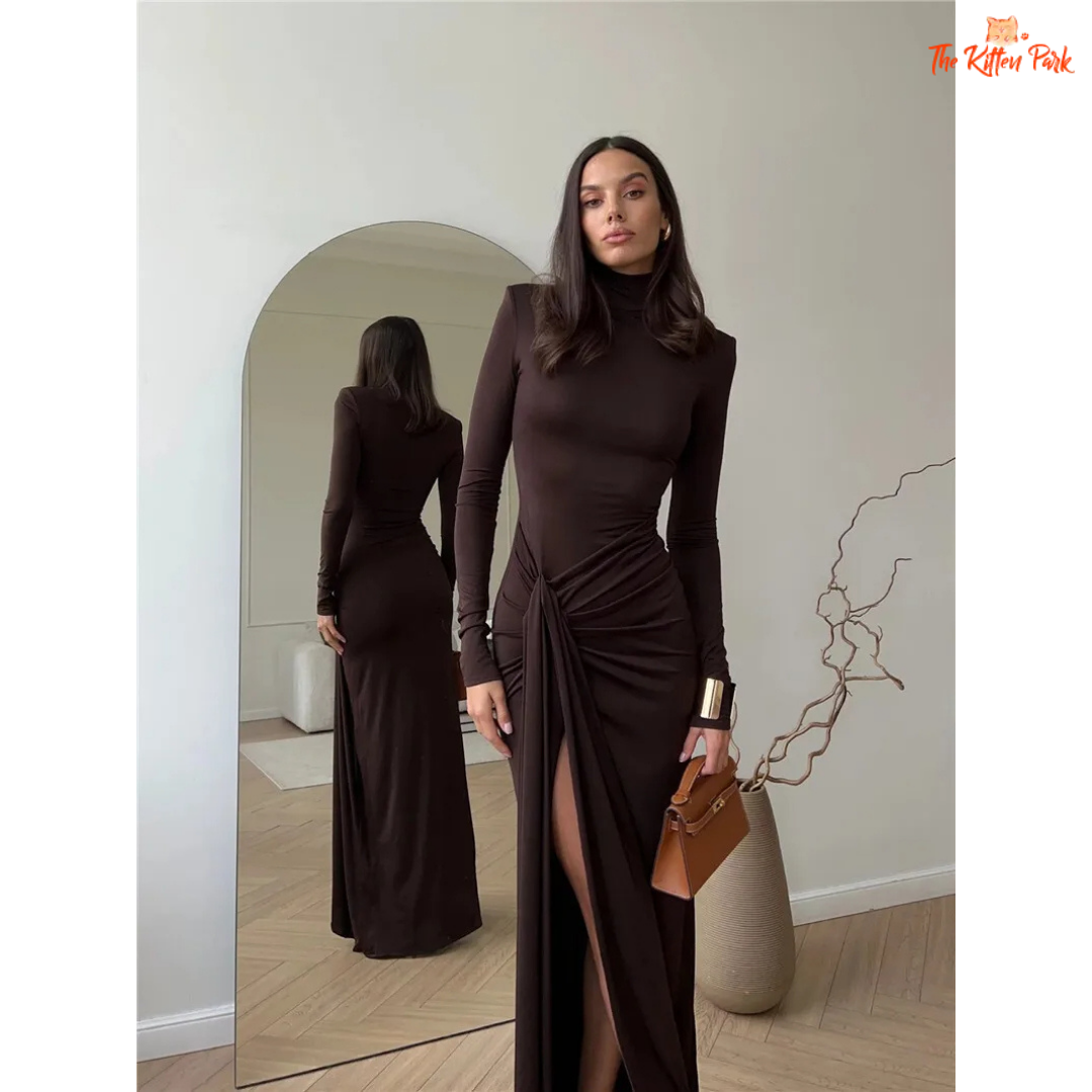 Midnight Split Turtleneck Maxi Dress – Thekittenpark