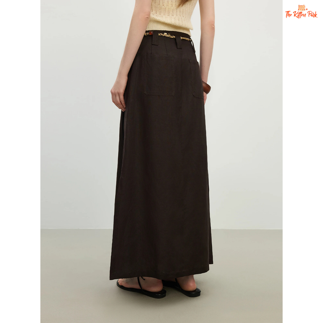 Lyocell Lounge Skirt – Summer 2026, mid-calf A-line with empire waist, lyocell-linen blend in casual style, breathable and lightweight.