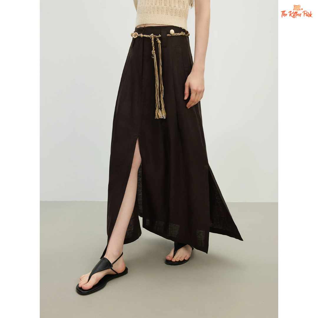 Lyocell Lounge Skirt – Summer 2026, mid-calf A-line with empire waist, lyocell-linen blend in casual style, breathable and lightweight.