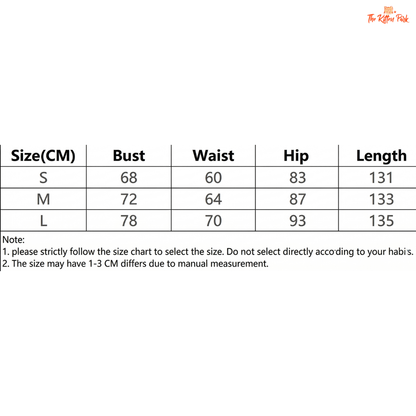 Size chart for clothing with measurements in centimeters