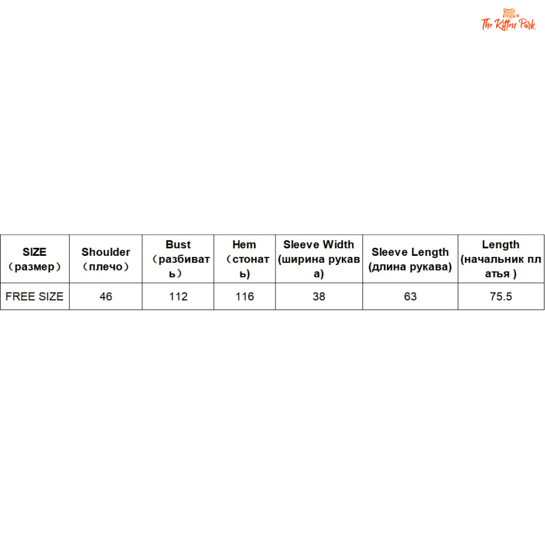Measurement chart for clothing with size details in millimeters