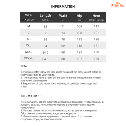 Size chart for clothing with measurements in centimeters