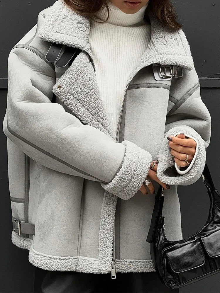 StreetLuxe Woolen Zipper Chic Coat