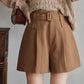 Belted Pocketed Wide Leg Shorts