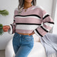 Striped Elegance Crop Sweater