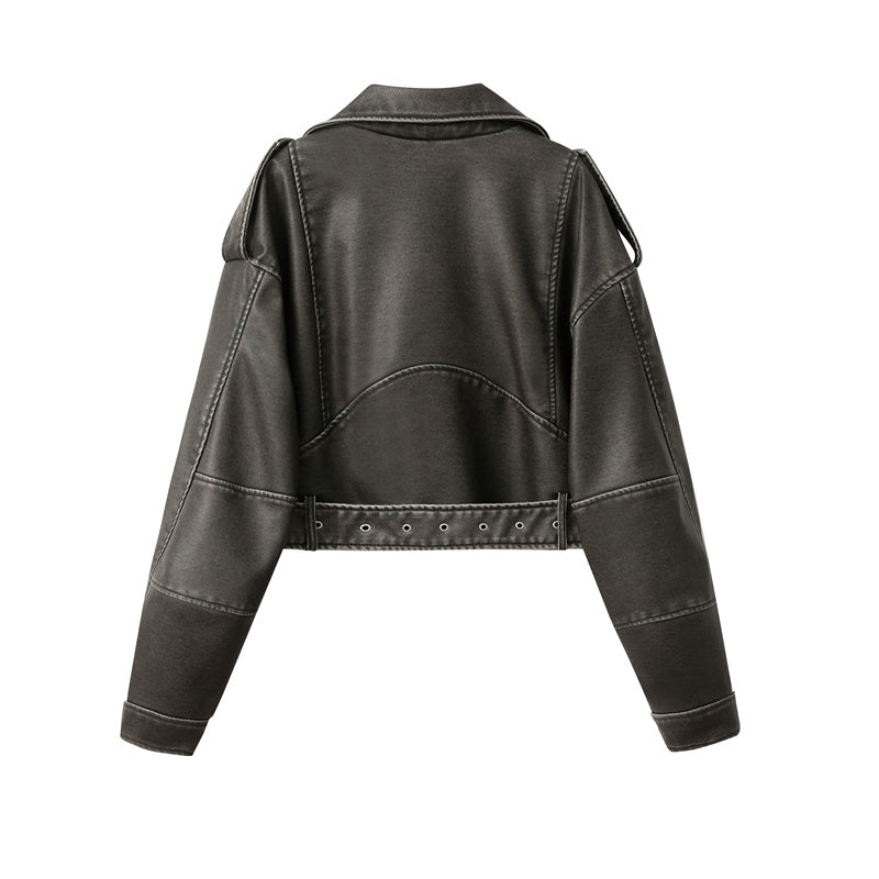 Retro Vibes Oversized Leather Zipper Jacket