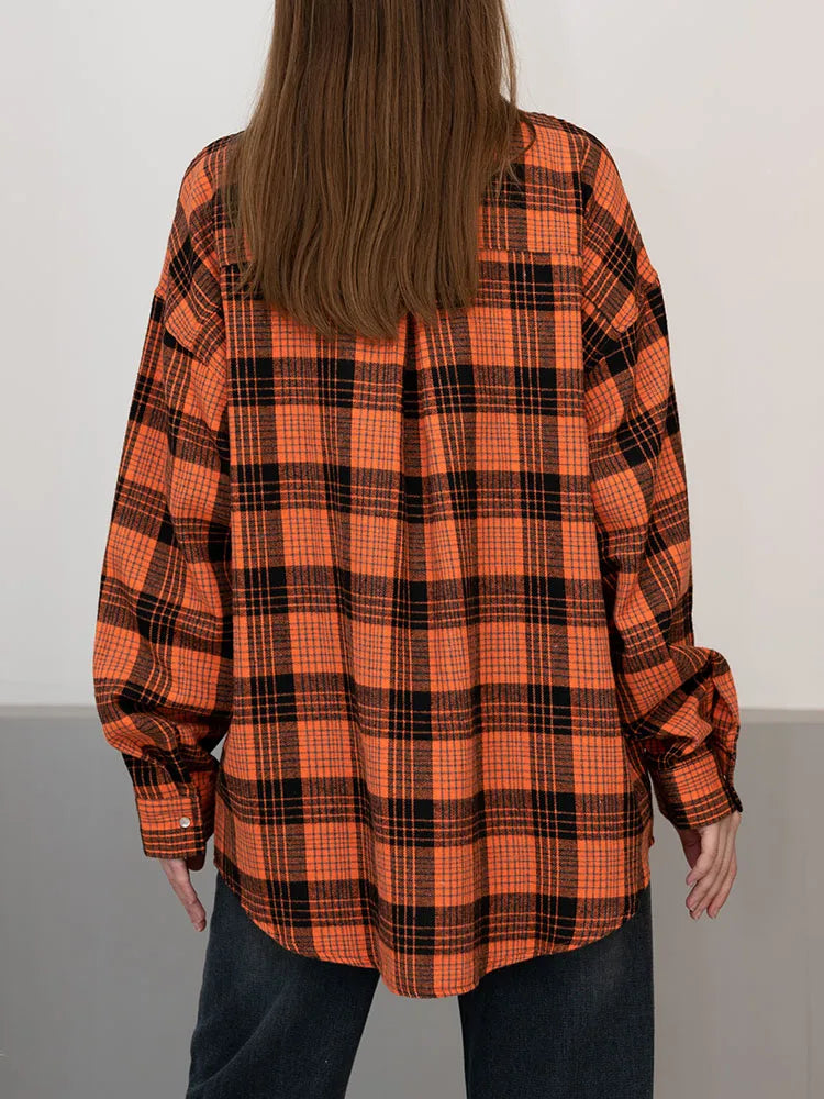 Retro Charm Oversized Plaid Shirt