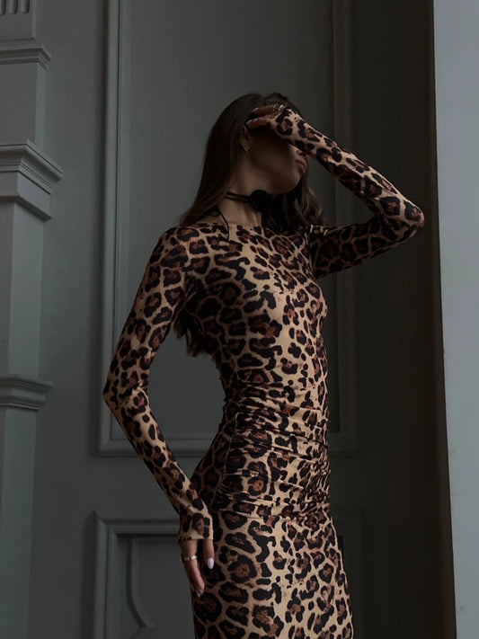 Wild Elegance Leopard Bodycon Dress