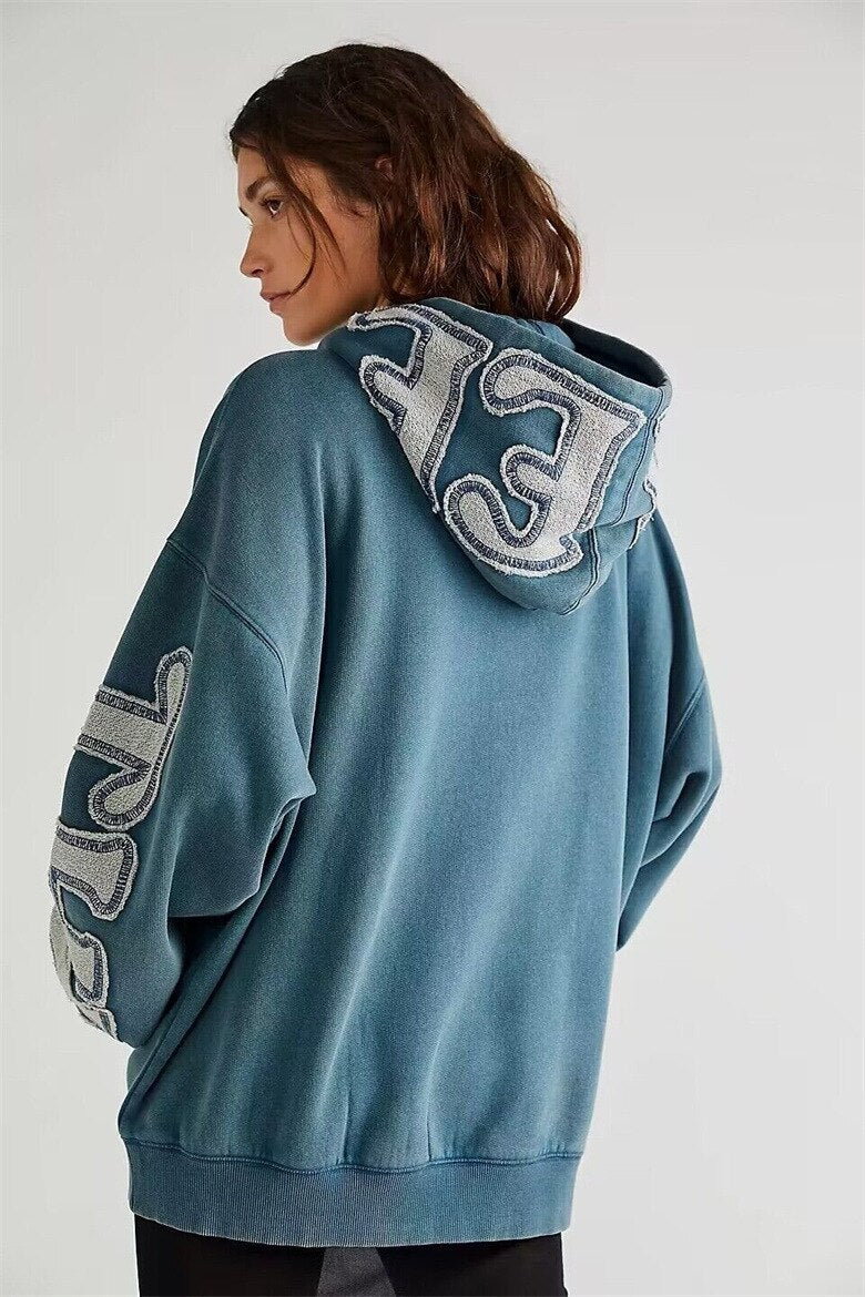Stylish Letter Embroidery Hoodie