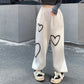 Korean Heart Print Streetwear Trousers