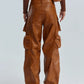Pocketed Chic Leather Cargo Pants