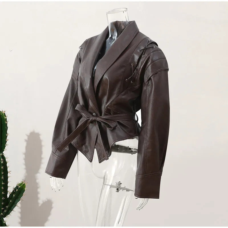 Street Luxe Belted Leather Jacket