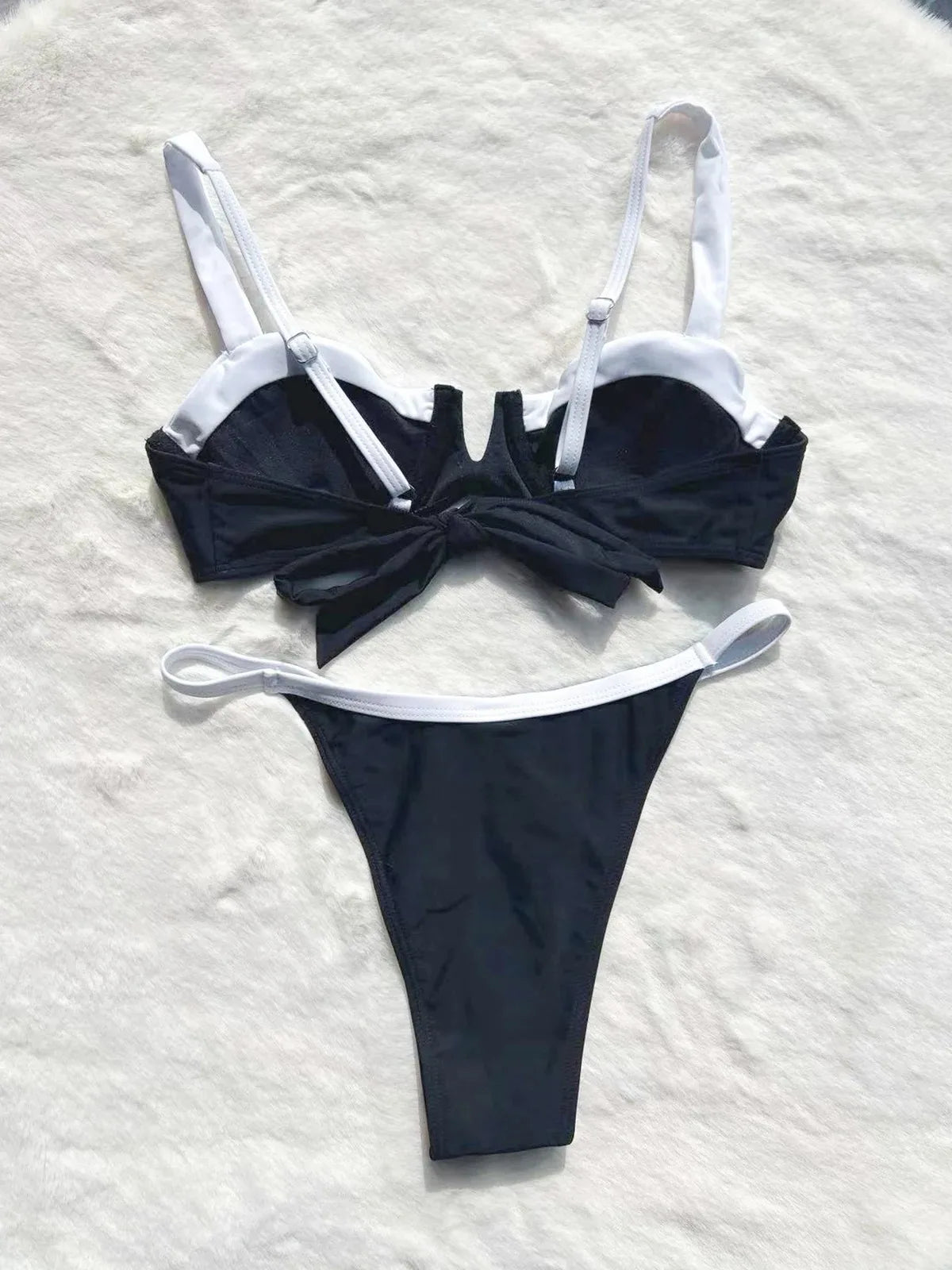 Monochrome Patchwork Bikini Set