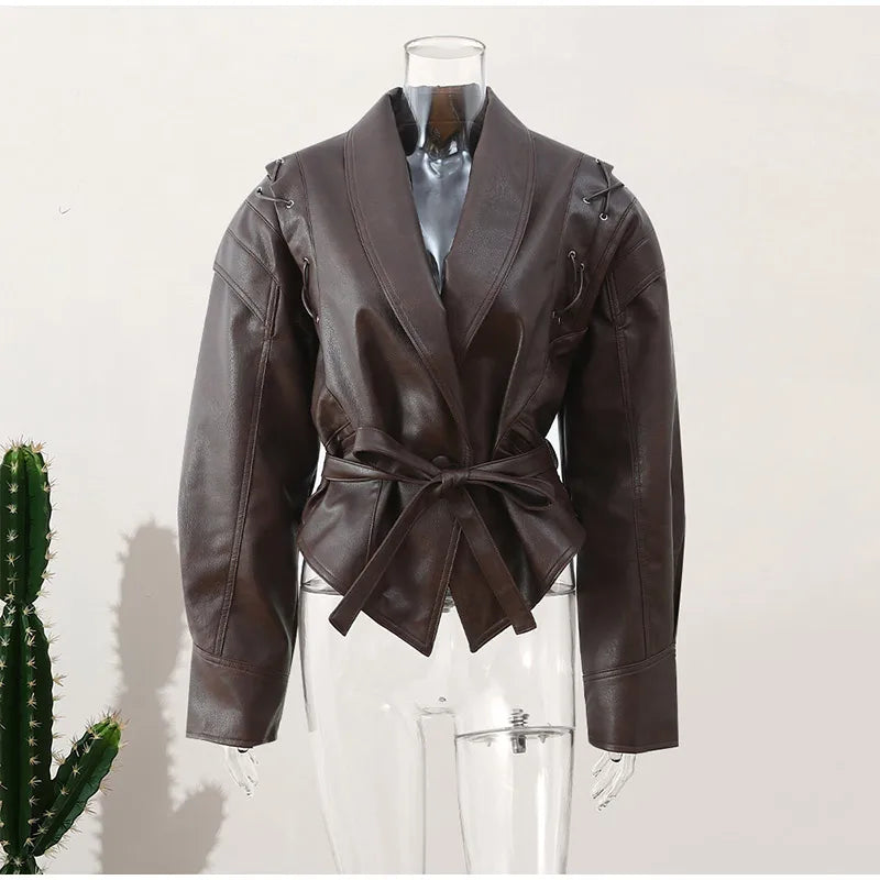 Street Luxe Belted Leather Jacket