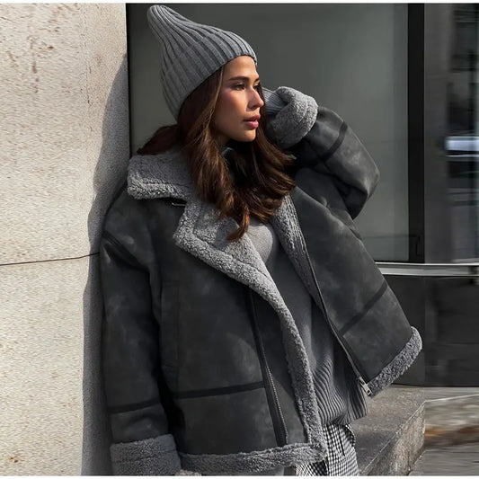 Cozy Trendy Splice Wool Blend Coat