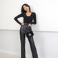Straight Leg Comfort  Leather Trousers